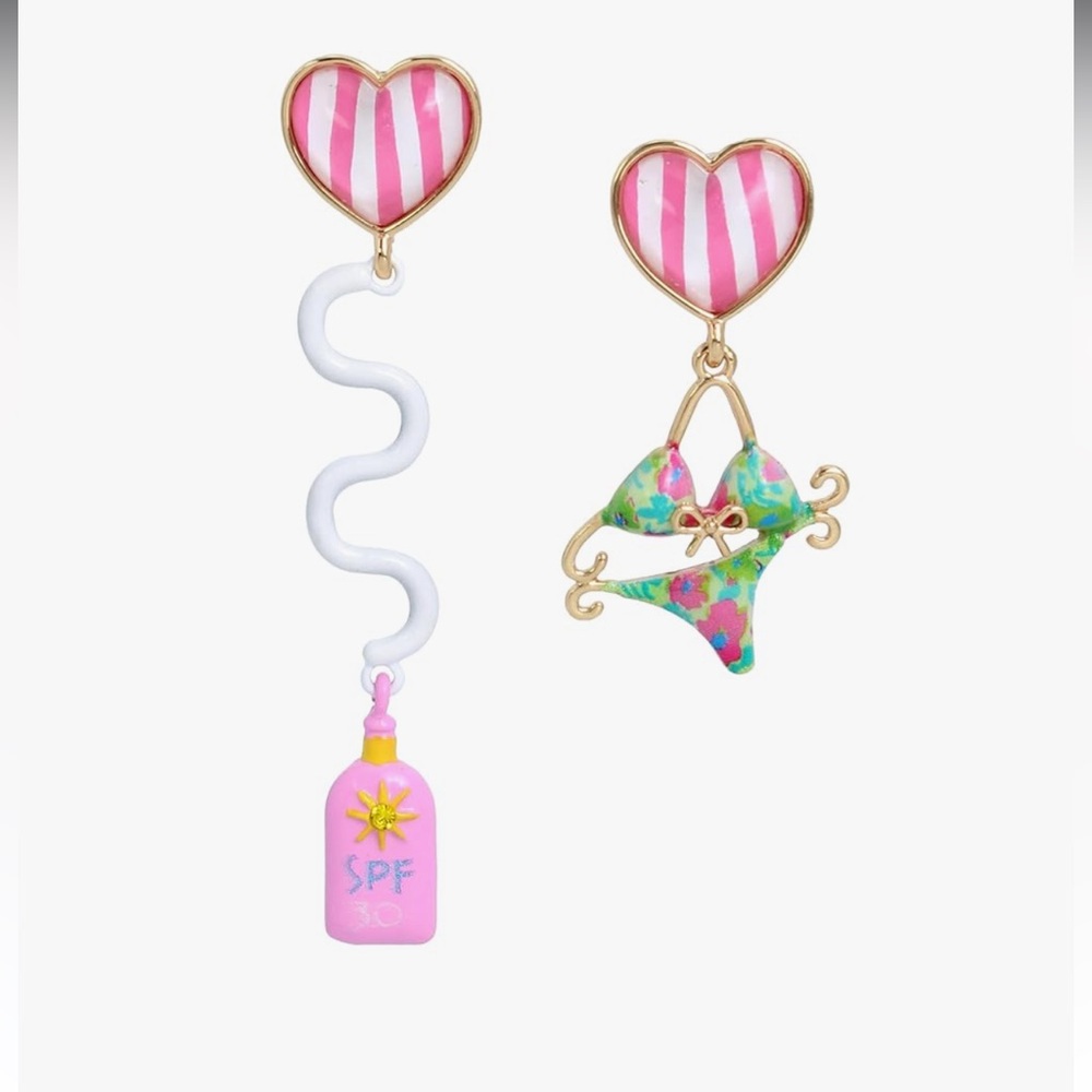 Betsey Johnson Womens Bikini & Sunscreen Mismatch Earrings